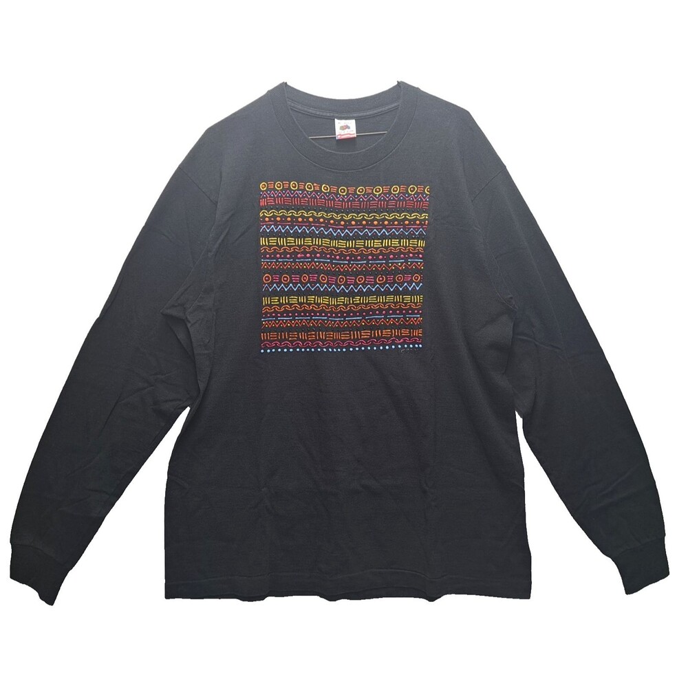 VINTAGE Handmade Design Fruit Of The Loom MADE IN USA Black T-Shirt Size XL